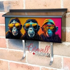 Three Monkeys Wearing Sunglasses 2 Wall-mounted Townhouse Mailbox Cover