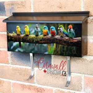 Seven Tropical Birds Sitting On A Tree Branch Wall-mounted Townhouse Mailbox Cover