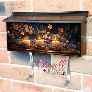 Three Candles Along Flowers On Branches Wall-mounted Townhouse Mailbox Cover