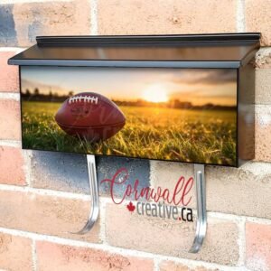 American Football On Grass Field With Blue Sky Wall-mounted Townhouse Mailbox Cover