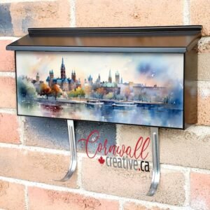 Colorful Watercolor Painted City Wall-mounted Townhouse Mailbox Cover