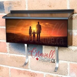 A Sunset Silhouette Of A Family Standing On A Hill 2  Wall-mounted Townhouse Mailbox Cover