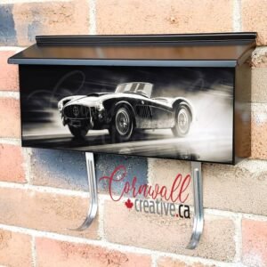 A White Vintage Classic Car Race Speed Elegance Theme Wall-mounted Townhouse Mailbox Cover