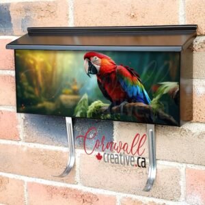 Multicolored Parrot In The Forest Wall-mounted Townhouse Mailbox Cover