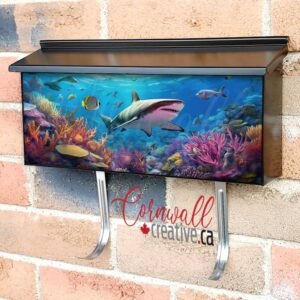 Coral Reef Landscape And Tiger Shark Wall-mounted Townhouse Mailbox Cover