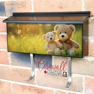 Couple Teddy Bears Hugging Garden Green Grass Wall-mounted Townhouse Mailbox Cover