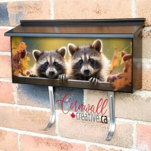 Cute And Funny Raccoons Look Into Camera Wall-mounted Townhouse Mailbox Cover
