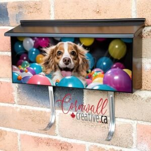 Cute Dog With Balloons Celebrating Party Wall-mounted Townhouse Mailbox Cover