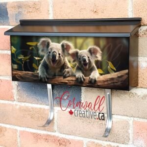 Cute Koalas On Eucalyptus Tree Branch Wall-mounted Townhouse Mailbox Cover