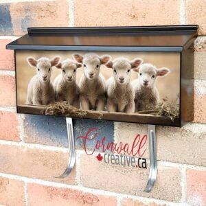 Little Lambs Looking At The Camera On A Farm Wall-mounted Townhouse Mailbox Cover