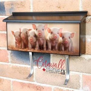 Little Pigs Looking At The Camera On A Farm Wall-mounted Townhouse Mailbox Cover