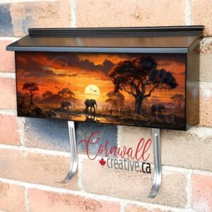Savannah Sunset Elephants Wall-mounted Townhouse Mailbox Cover