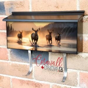 Majestic Canadian Winter Mooses On Frozen Lake Wall-mounted Townhouse Mailbox Cover