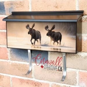Canadian Winter Mooses On Frozen Lake Wall-mounted Townhouse Mailbox Cover