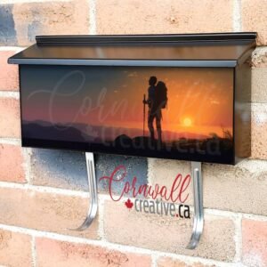 Man Hiking Silhouette At Sunset Wall-mounted Townhouse Mailbox Cover
