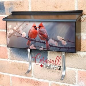 Romantic Coupling Of Cardinal Birds On A Branch Wall-mounted Townhouse Mailbox Cover