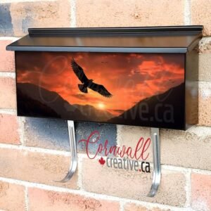 Silhouette Of Bird Flying On Sunset With Hills Wall-mounted Townhouse Mailbox Cover
