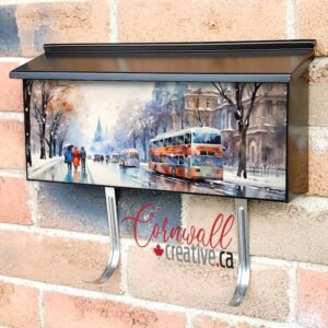 Snow Kissed Streets Of Canadian Cities Waterpainting Wall-mounted Townhouse Mailbox Cover