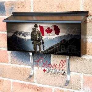Soldier With A Rifle And A Canadian Flag In The Mountains Wall-mounted Townhouse Mailbox Cover