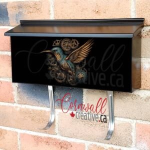 Steampunk Hummingbird With Clockwork Gears Metal And Patina Wall-mounted Townhouse Mailbox Cover