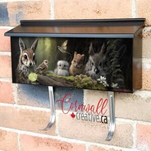 There Are Many Animals That Are Sitting On A Log Together Wall-mounted Townhouse Mailbox Cover