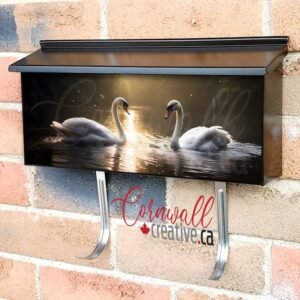 Two White Swans In Romantic Love On The Lake Wall-mounted Townhouse Mailbox Cover