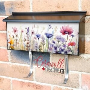 Colorful Watercolor Floral Border Wall-mounted Townhouse Mailbox Cover
