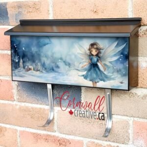 Watercolor Snowy Landscapes With Christmas Angels Wall-mounted Townhouse Mailbox Cover