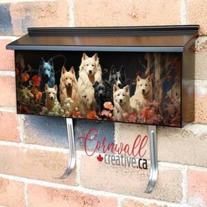 Wolves With Flowers Wall-mounted Townhouse Mailbox Cover