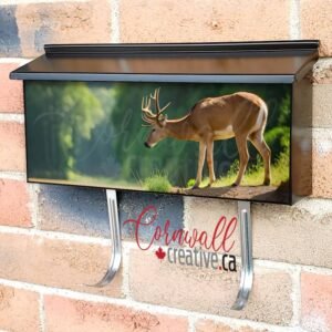 A Deer Stands On A Rock By A River Wall-mounted Townhouse Mailbox Cover