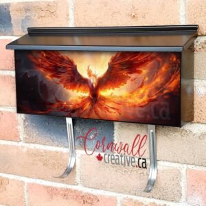 Phoenix Bird On Black Wall-mounted Townhouse Mailbox Cover