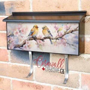 Romantic Bird Couple Sitting On Tree Branch Wall-mounted Townhouse Mailbox Cover