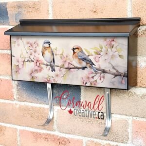 Romantic Bird Couple Sitting On Tree Branch 8 Wall-mounted Townhouse Mailbox Cover