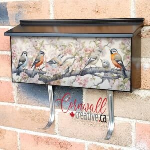 Four Romantic Birds Sitting On Tree Branch Wall-mounted Townhouse Mailbox Cover