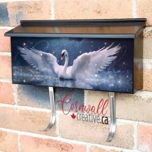 Swan In Rain On Lake Wall-mounted Townhouse Mailbox Cover