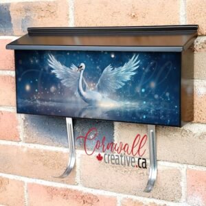 Swan On Lake In Rain Wall-mounted Townhouse Mailbox Cover