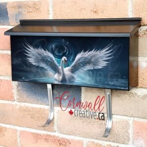 Swan In Rain On Lake 2 Wall-mounted Townhouse Mailbox Cover