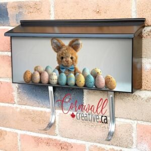 Plush Brown Bunny Toy With Easter Eggs Wall-mounted Townhouse Mailbox Cover