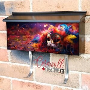 Carnival Mask Over Colorful Feathers And Frills Wall-mounted Townhouse Mailbox Cover