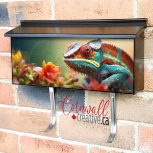 Close Up Of A Colorful Chameleon On A Plant Wall-mounted Townhouse Mailbox Cover