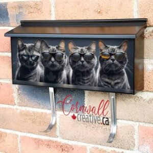 Cats With Sunglasses On Dark Background Wall-mounted Townhouse Mailbox Cover