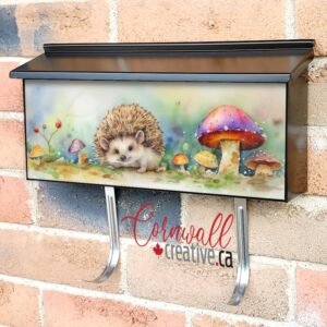 Colorful Hedgehog Drawing With Mushrooms Wall-mounted Townhouse Mailbox Cover