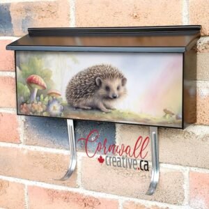 Colorful Hedgehog Drawing With A Mushroom Wall-mounted Townhouse Mailbox Cover
