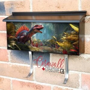 Fantasy Of A Triceraptor Dinosaur In The Jungle Wall-mounted Townhouse Mailbox Cover