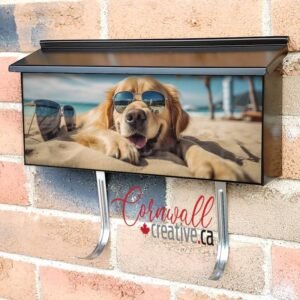 Golden Retriever Dog Is On Summer Vacation Wall-mounted Townhouse Mailbox Cover