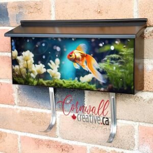 Goldfish Swimming Among Aquatic Plants In An Aquarium Wall-mounted Townhouse Mailbox Cover