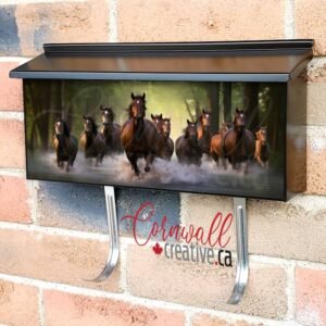 Horses Group Running Across The Water Wall-mounted Townhouse Mailbox Cover