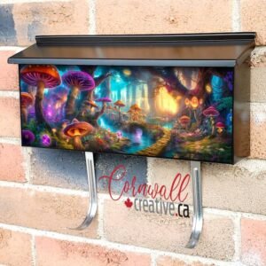 Magical Night Glowing Forest With Hallucinogenic Mushrooms Wall-mounted Townhouse Mailbox Cover