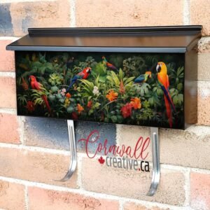 Tropical Plants And Parrots Wall-mounted Townhouse Mailbox Cover