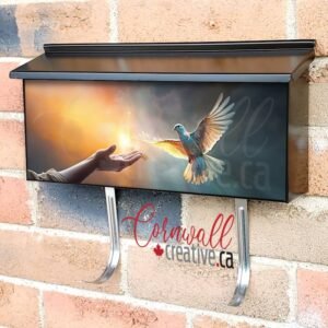 Pigeon Flying Above Human Hand Wall-mounted Townhouse Mailbox Cover